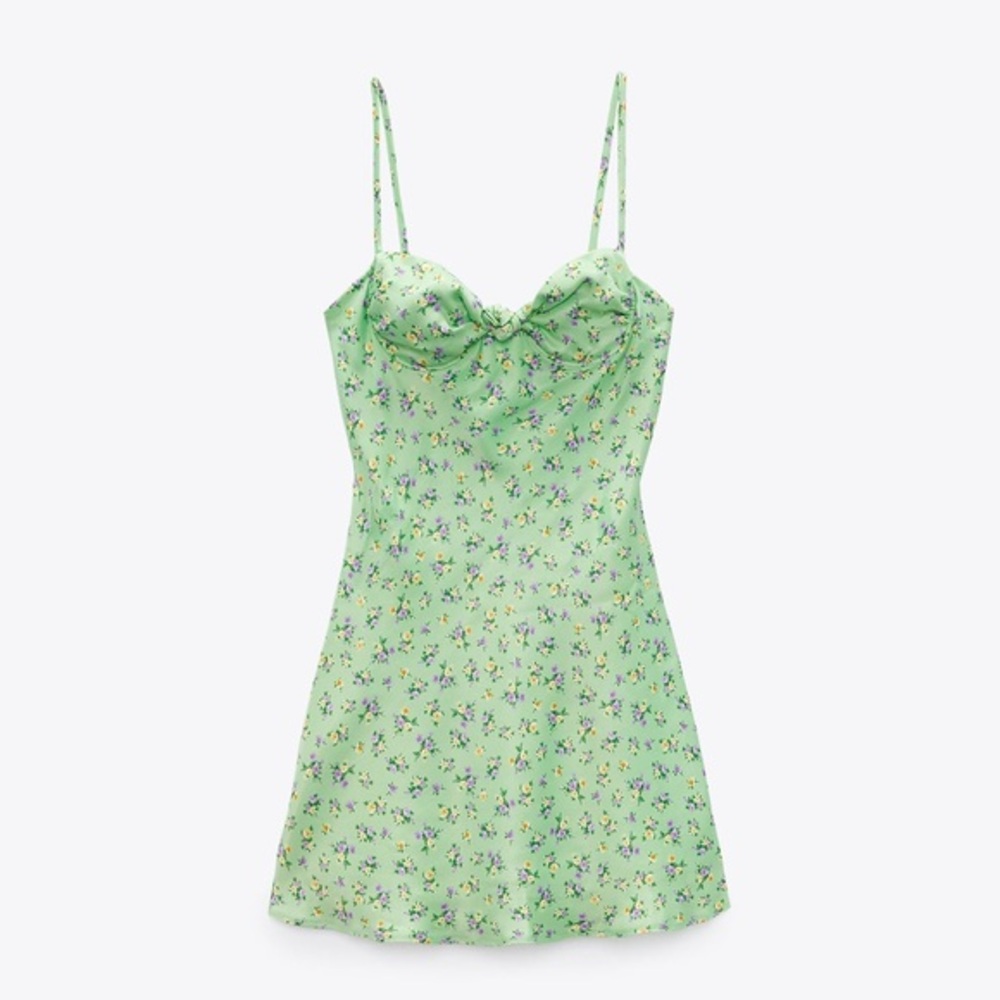 ❗️SOLD❗️ZARA SATIN EFFECT PRINT DRESS - Picture 1 of 8